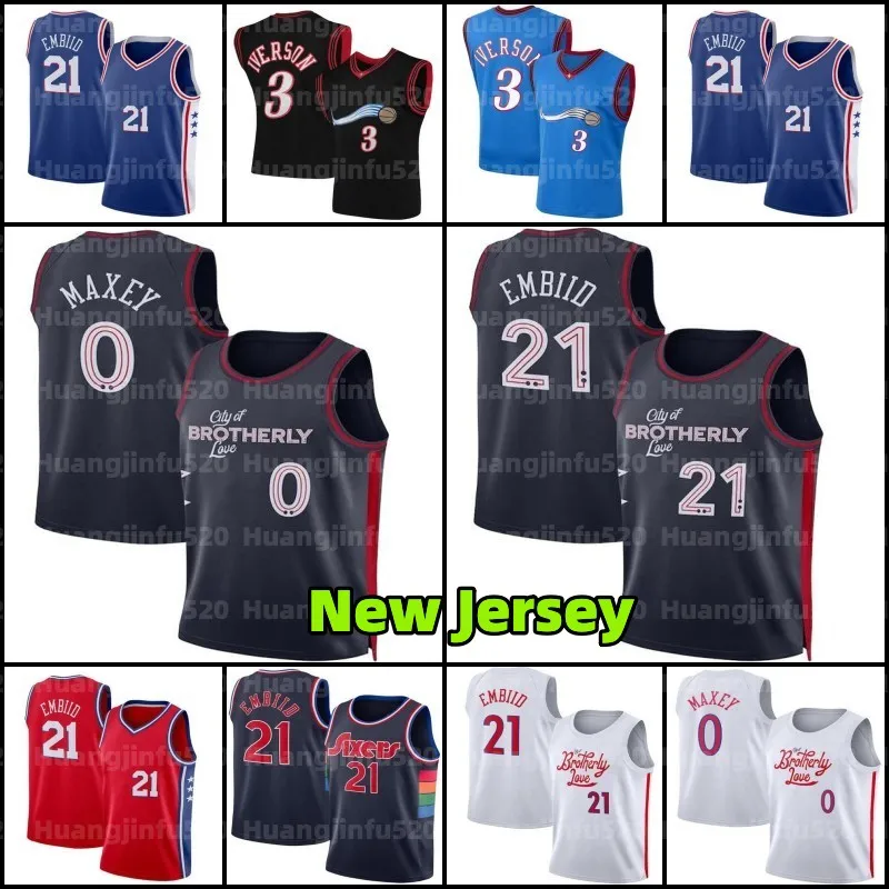 Joel 21 Embiid Tyrese 0 Maxey Jersey Basquete Philadelphias 76er Sixer Retro Allen 3 Iverson Jerseys Mens Swingman Edition