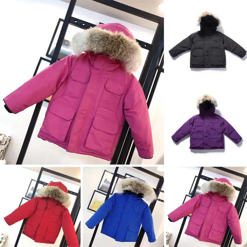 Winter designer kinderjas donsjack voor jongens echt racon bont dikke warme baby bovenkleding jassen 2-12 jongens jassen jaren kind tiener parka