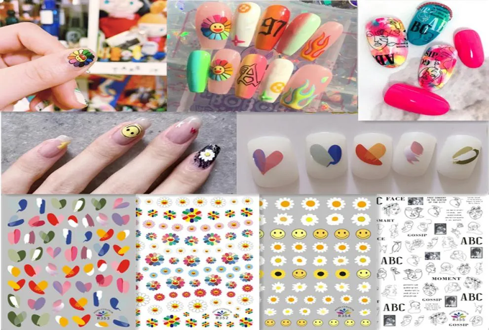 Nagelaufkleber, selbstklebend, Gänseblümchen, Sonne, Blume, Miss Colors, modisches Logo, 2020, neuer Stil, Marke 40 Designs zur Auswahl 5833651