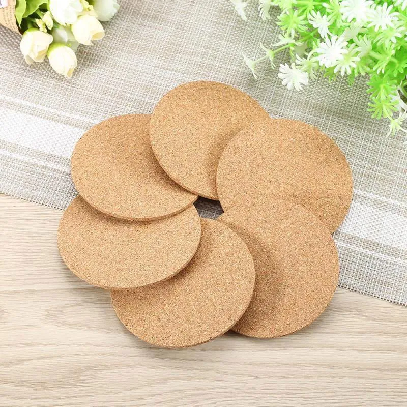 Table Mats Natural Round Wooden Non-slip Slice 6/10 PC Teacup Coffee Cup Drink Holder DIY Tableware Decoration Durable Mat