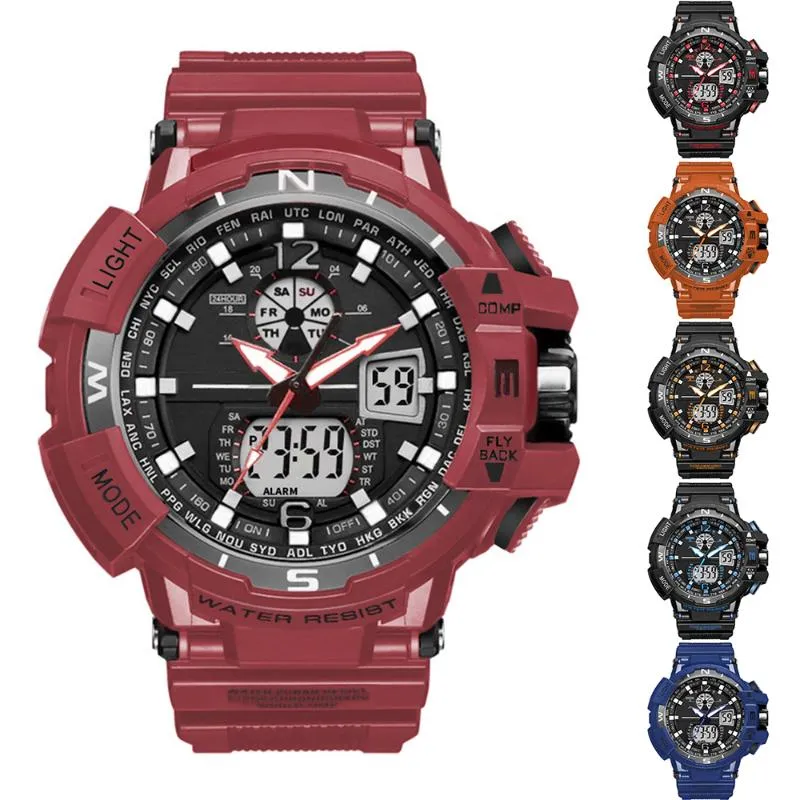 Нарученные часы модные крутые водонепроницаемые мужчины аналоговые Quartz Digital Watch Спортивные военные часы часов часы