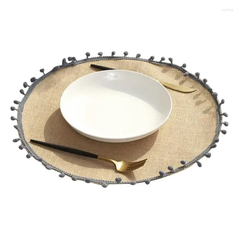 Tapetes de mesa placemat prato juta placemats redondo à prova dwaterproof água decorativa cozinha lugar esteira isolamento térmico para banquete casamento jantar