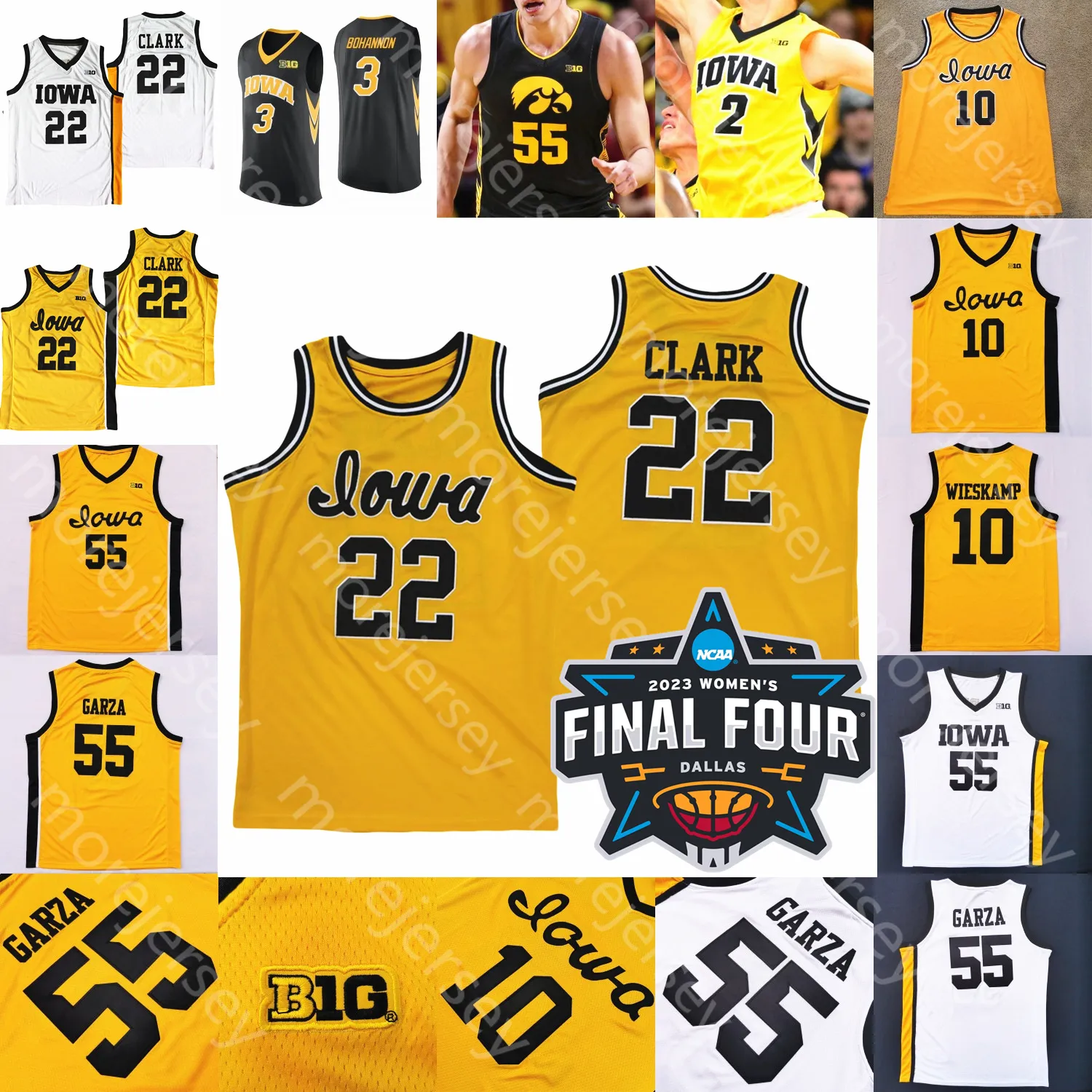 نساء 2023 نهائي أربعة 4 Jersey Iowa Hawkeyes كرة السلة NCAA كلية كيتلين كلارك لوكا جارزا جو ويسكامب