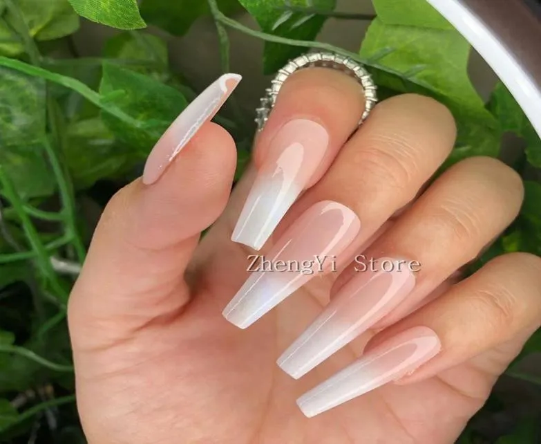 Long Ombre Faux Ongles Cercueil Artificiel Coloré Impressionner Faux Nail Art Conseils Nouvel An Faux Ongles Décoration De Mariage Ongles2663674