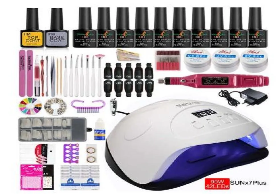 Kits d'art d'ongle Kit de manucure Kit poignée électrique acrylique 36w5484w lampe à LED pour ongles 10 Polish9979978