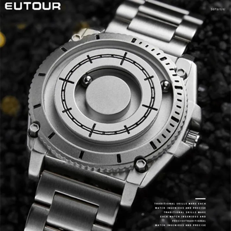 Wristwatches Drop EUTOUR Black Metal Magnetic Watch Men Sports Quartz Men's Fashion Waterproof Mens Wristwatch Male Clock 2023Wristwatch