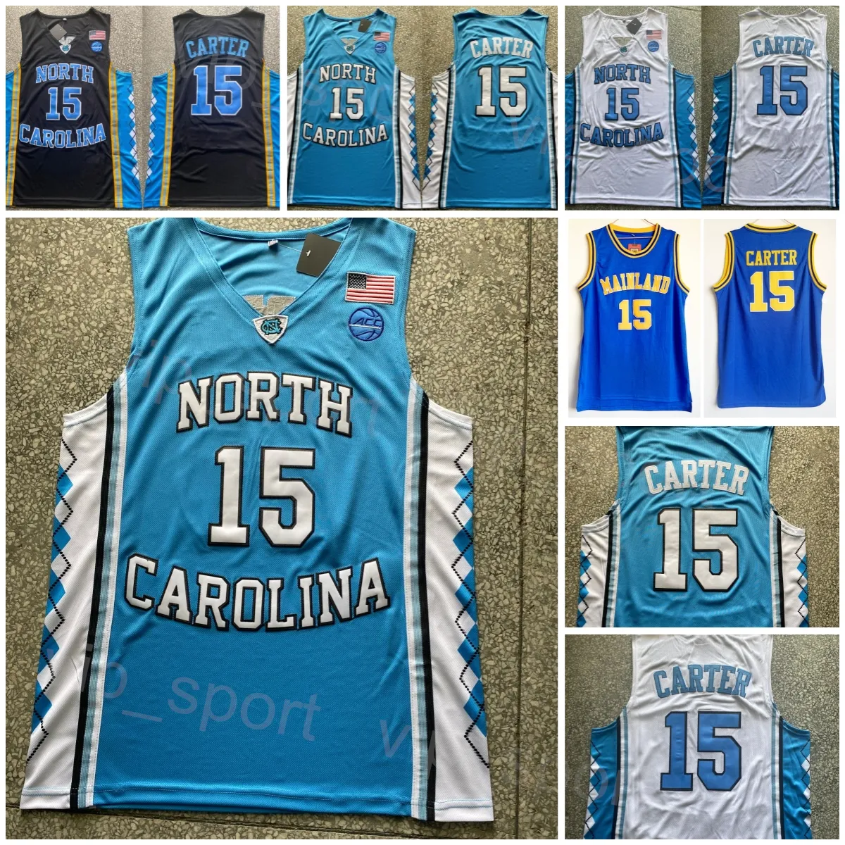 Vince Carter College Jersey 15 Basketball North Carolina Tar Heels University High School Florida Daytona Beach Mainland Team All Stitched For Sport Fans NCAA