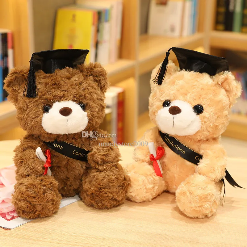 Dr. Cute Bear Plush Dolls fyllda djur nallebjörn plyshie akademisk klänning hatt teddy gratulation björnar med presentpåse 6 färger grossist