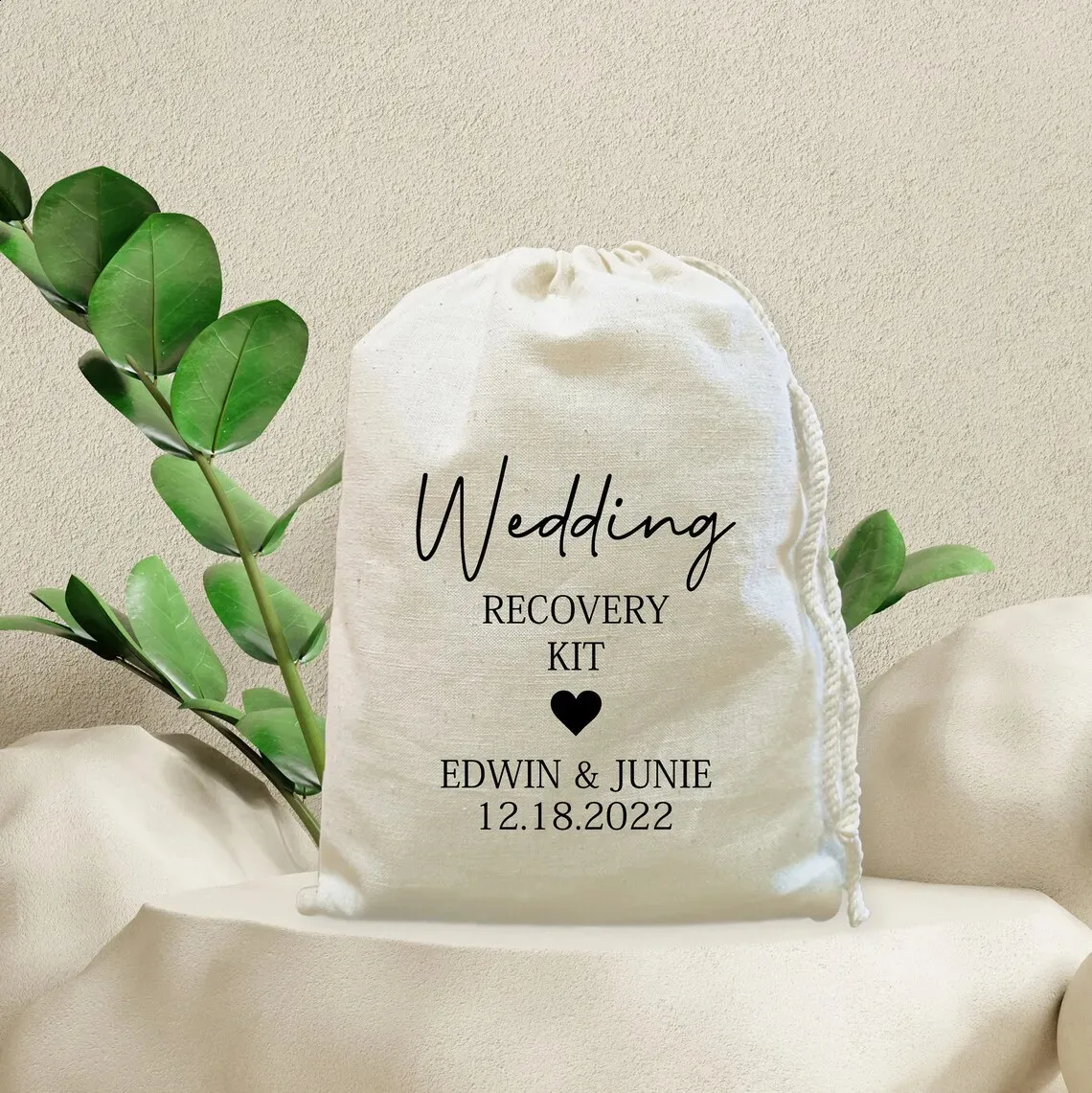 Envoltório de presente 20 pcs personalizado casamento convidado favor sacos personalizados kit de ressaca recuperação de lona sobrevivência 231102