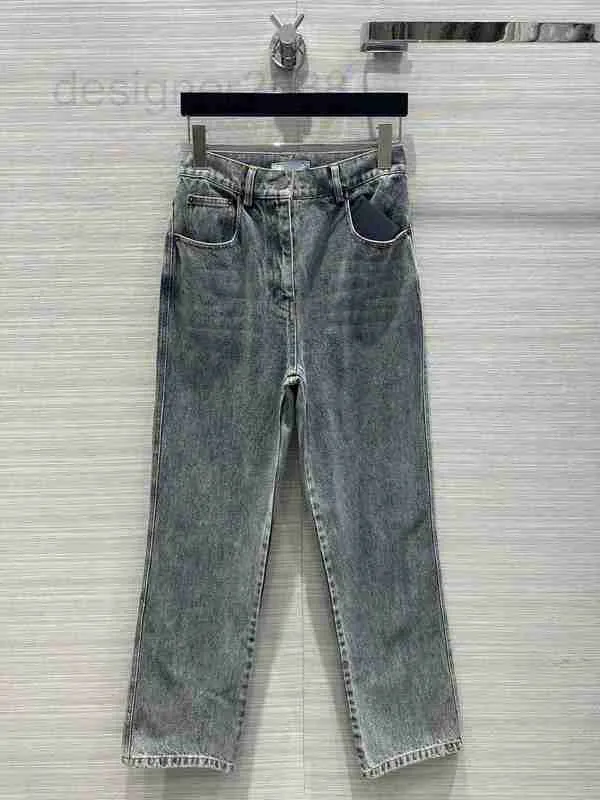 Designer Jeans 2023 Nieuwe Herfst Winter Mode Panelen Rechte Broek Merk Dezelfde Stijl Luxe Dameskleding 09FI