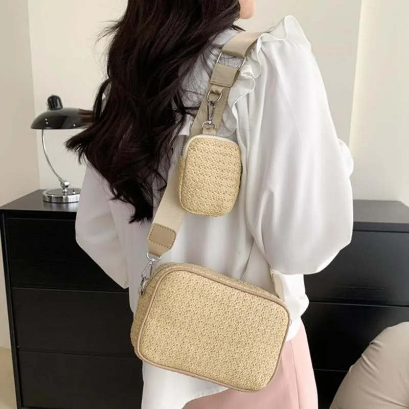 Shoulder Bags Summer Straw For Women Woven Beach 2023 Luxury Designer Boho Crossbody Pouches Handbags With Small Purse