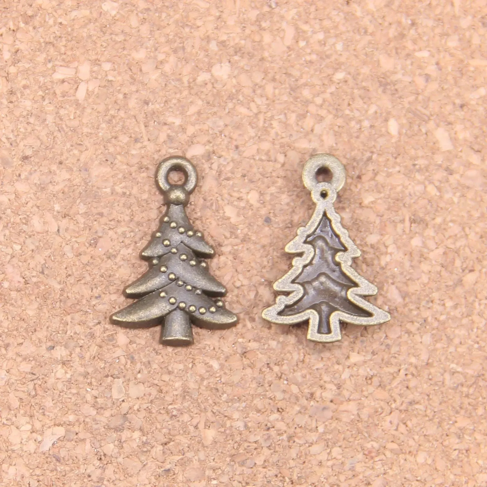 Christmas Decorations 96pcs Charms Tree 21x14mm Antique Pendants Vintage Bronze Jewelry DIY For Bracelet Necklace 231123