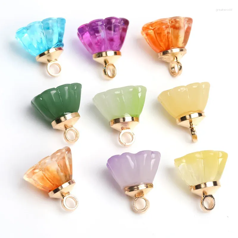 Pendant Necklaces 10mm Transparent Coloured Glass Natural Lotus Seed Crystal Antique Earrings DIY Accessories