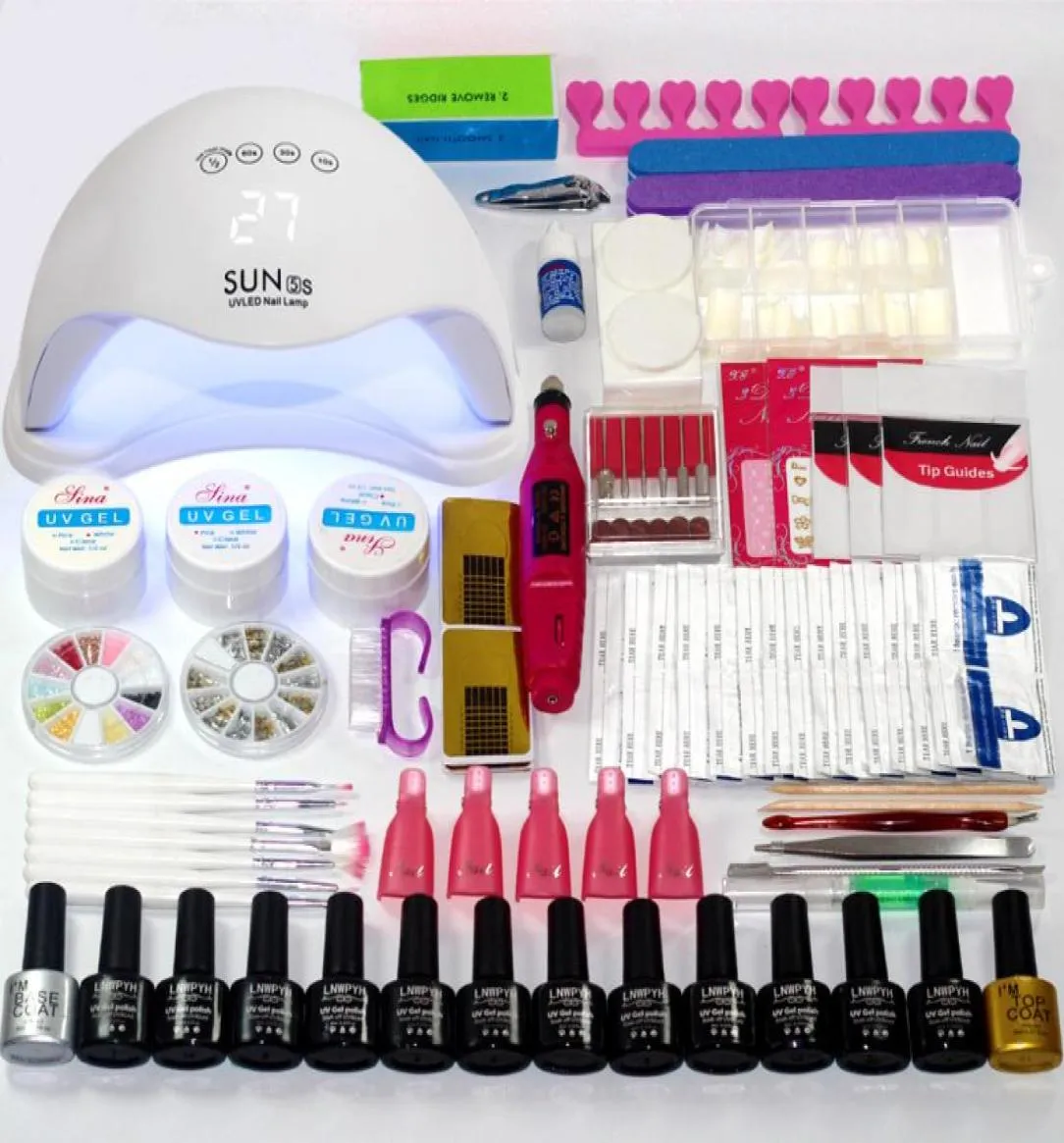 Nageluppsättning 36W48W54W UV LED -lamptork med nagelgelpolsk kit Soak Off Manicure Set Gel Polish For Art Tools9259005