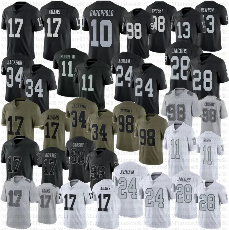 Maillot de Football Davante Adams Maxx Crosby Hunter Renfrow Bo Jackson Michael Mayer Charles Woodson