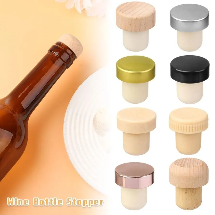 Wine Stopper Champagne Rubber Bottle Cap Cover Kitchen Bar Supplies T-shape Bottle Sealing Plug Bar Tool Beer Soda Cork GWA