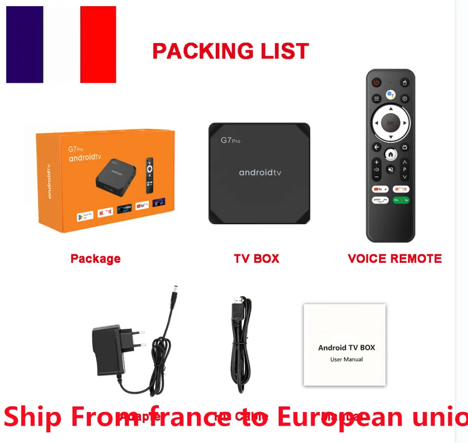 France have stock G7 PRO Tv Box ANDROID 11 OS Amlogic S905Y4 Quad Core Media Player 4k 2gb 4gb Ram 2.4g 5ghz Dual Wifi bt 100M LAN