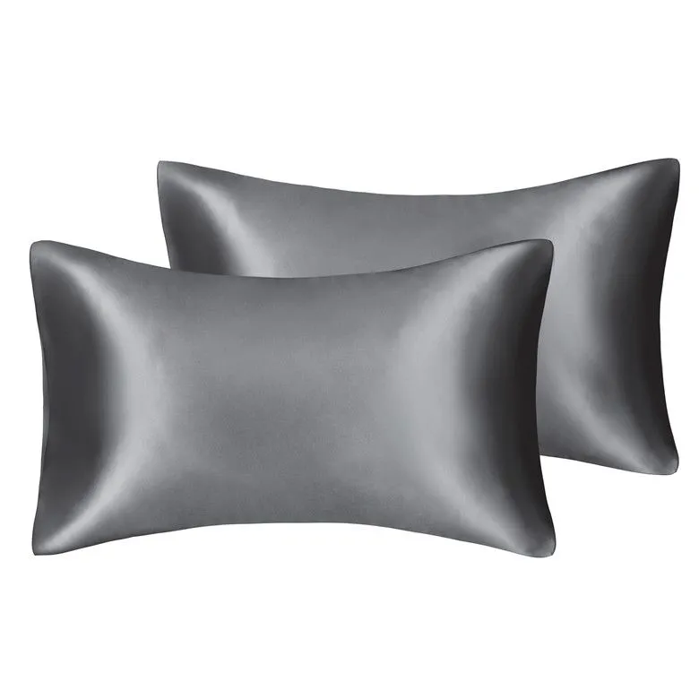 Silk Satin Satin V Shaped Pillowcase Bedding Case Smooth Home Design In White, Black, Grey
