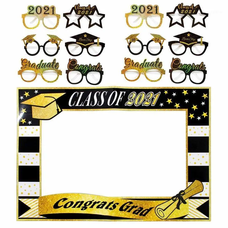 Party Decoratie 13 van het afstuderen PO Booth Frame Glazen rekwisieten Decoraties 2023 Bachelor Cap Gradueer Supplies Pobooth Cadeau