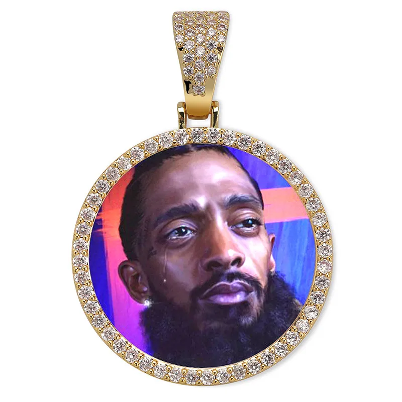 Custom Photo Pendant Oval Medal Pendant Ice Zircon Pendant Necklace Fashion Hip Hop Jewelry