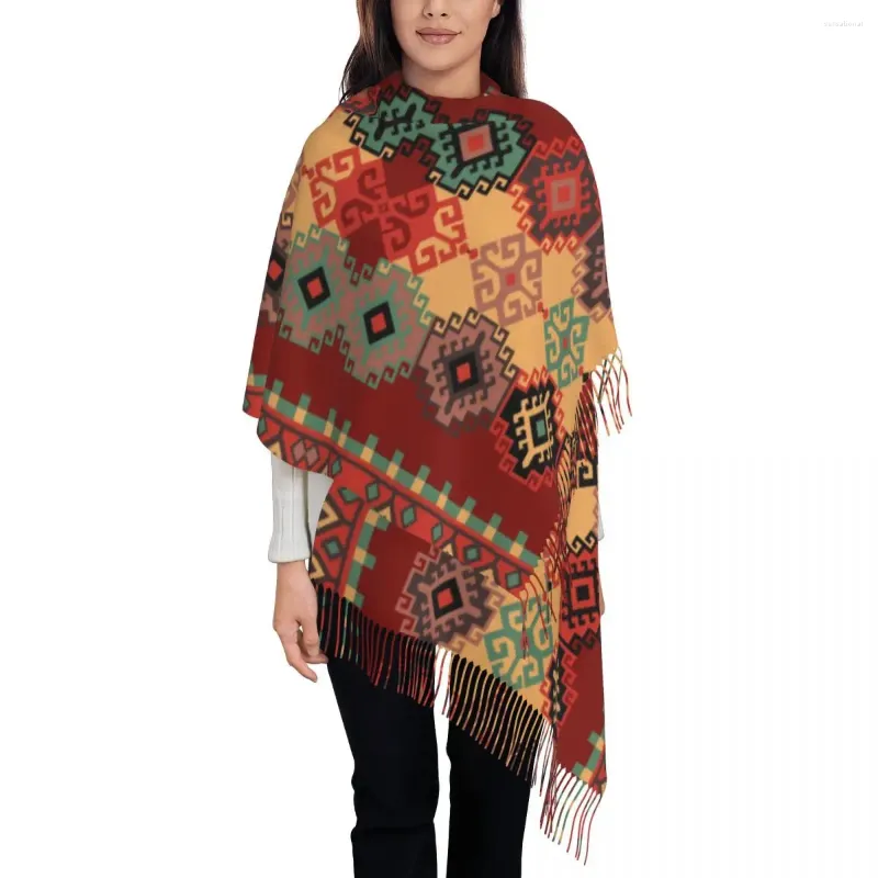 Szaliki wzór plemiennego szalika etnicznego kobiety mężczyźni moda zimowe szal szal vintage bohemian turecki kigel z frędzlami