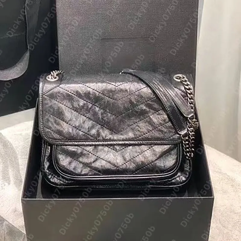 Niki Sling Bag Tasarımcı Messenger Çantaları Siyah Çanta Vintage Cross Vücut Deri Çanta Kadın Turkuaz Zincir Lüks Omuz Çantası Çantalı Debriyaj Sacoche Sacoche Cüzdan Flep