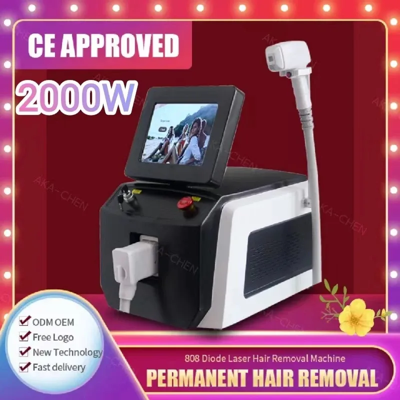 New Upgrade 1 Year RF Warranty 2000W Ice Platinum Laser 755 808 1064 Diode Hair Removal Painless 808nm Machine