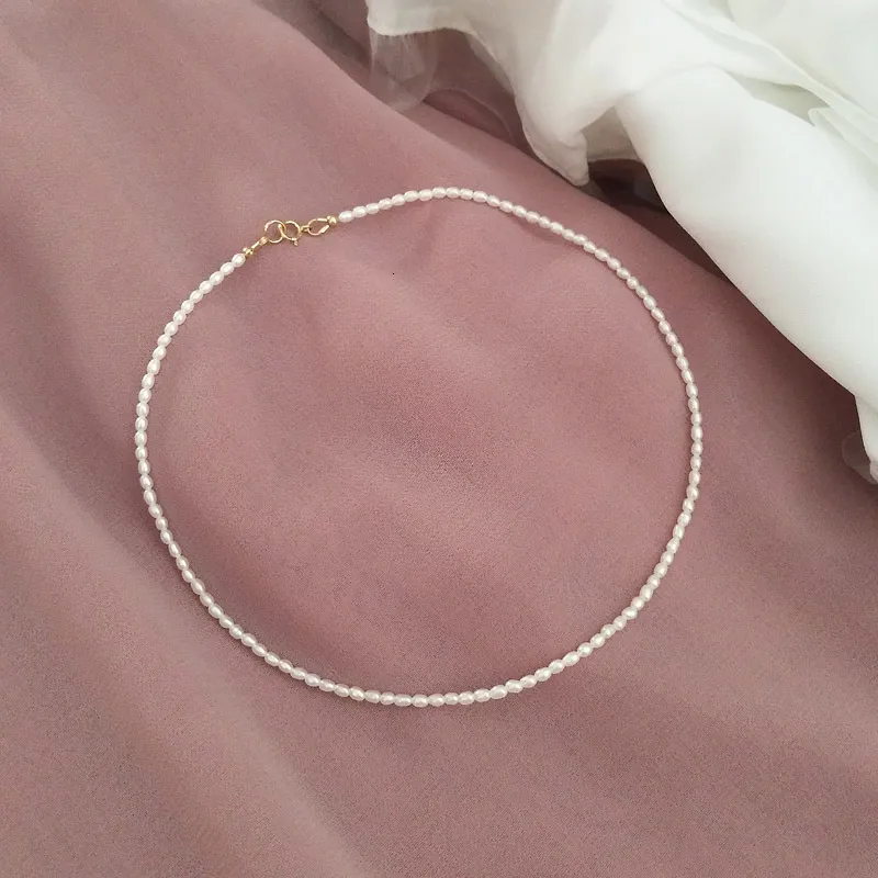 Pärlhalsband Lii Ji 3-5mm Real Pearl Choker Halsband 925 Sterling Silver Osynligt Halsband Fin present till kvinnor Alla hjärtans dag present 230403