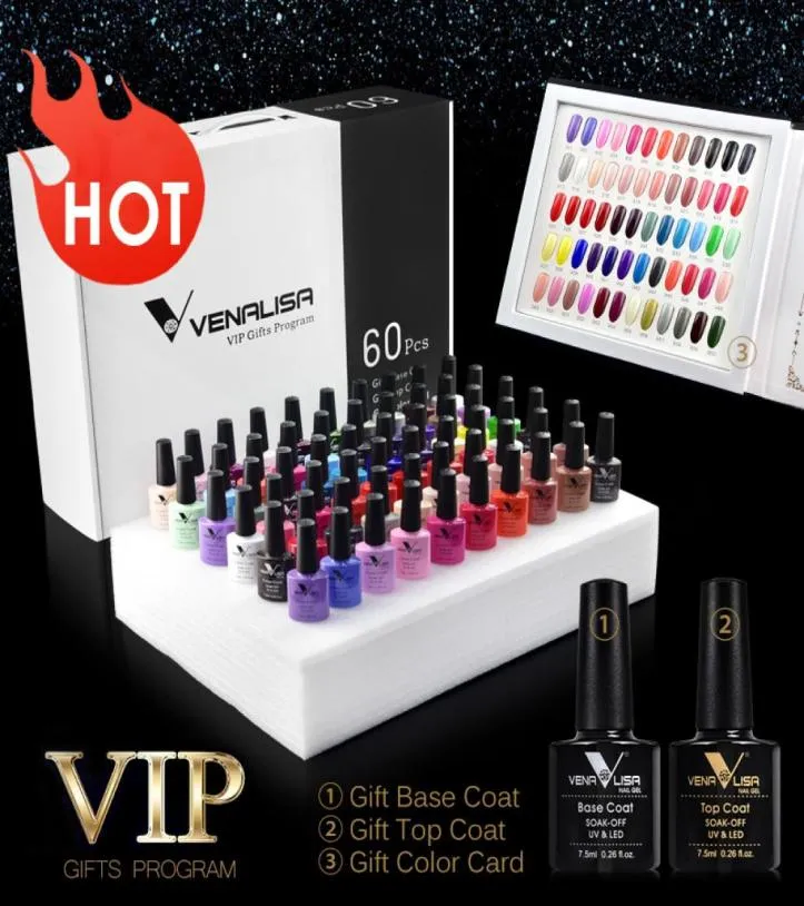 Gel colorato da 60 colori Un set compreso BaseTop Gel Professionale Nail Art Bellissimo smalto a lunga durata1225760