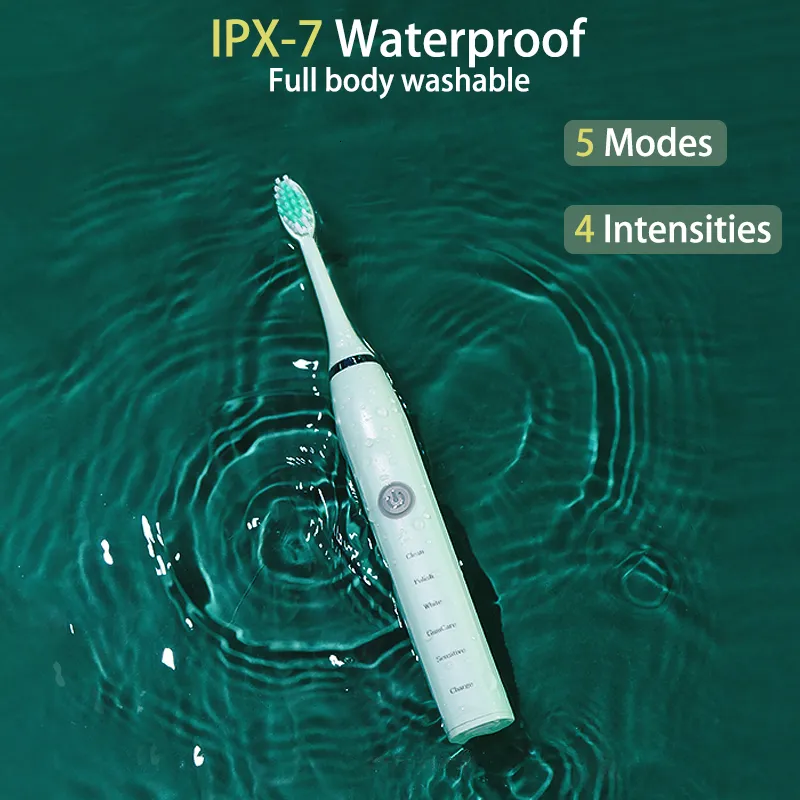 Escova de dentes 5 modos Sonic Electric dentes de dentes carregador USB Recarregável Ipx7 Temporizador inteligente à prova d'água limpo e branquear os dentes ultrassônicos orais 230403