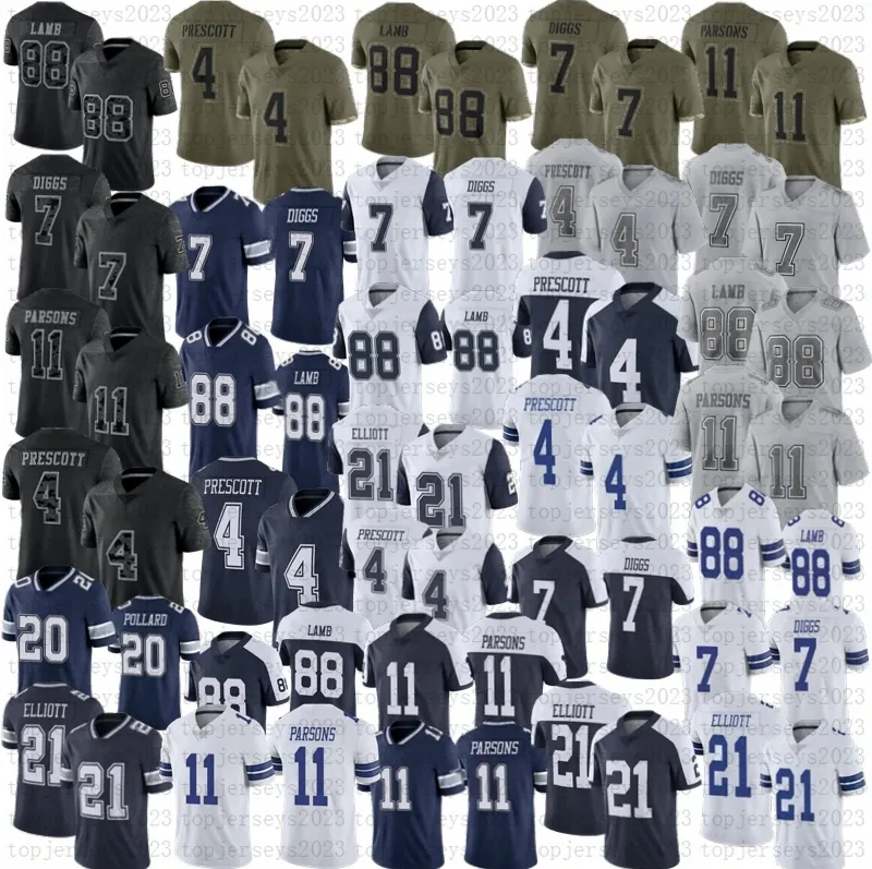 11 Micah Parsons CeeDee Lamb Maglia da calcio Dak Prescott Trevon Diggs Emmitt Smith Uomo Donna Gioventù Bambino