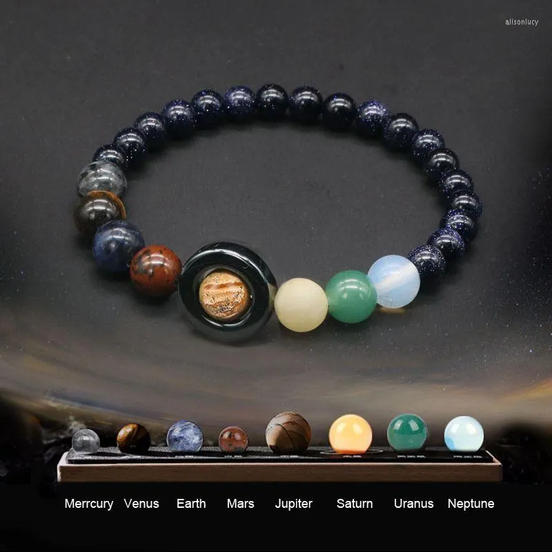 Charm Bracelets Universe Solar System 팔찌 도매 8 행성 천연 석재 여자 남성 선물 그녀의 my10