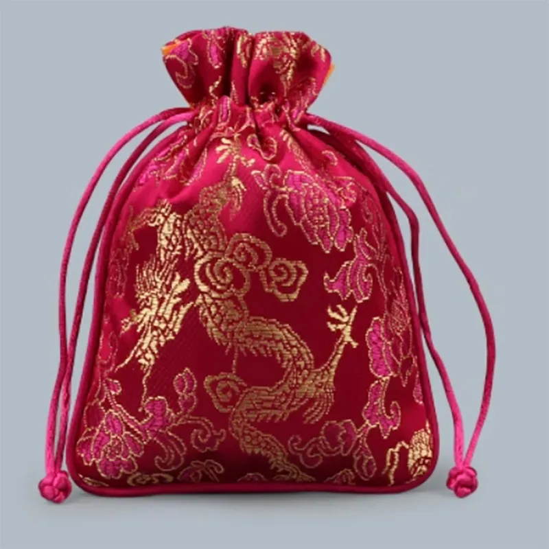 11.5*15 cm Opakowanie biżuterii Wyświetlacz torby sznurkowe do przechowywania chiński styl haftowe urok bransoletki wisiorek