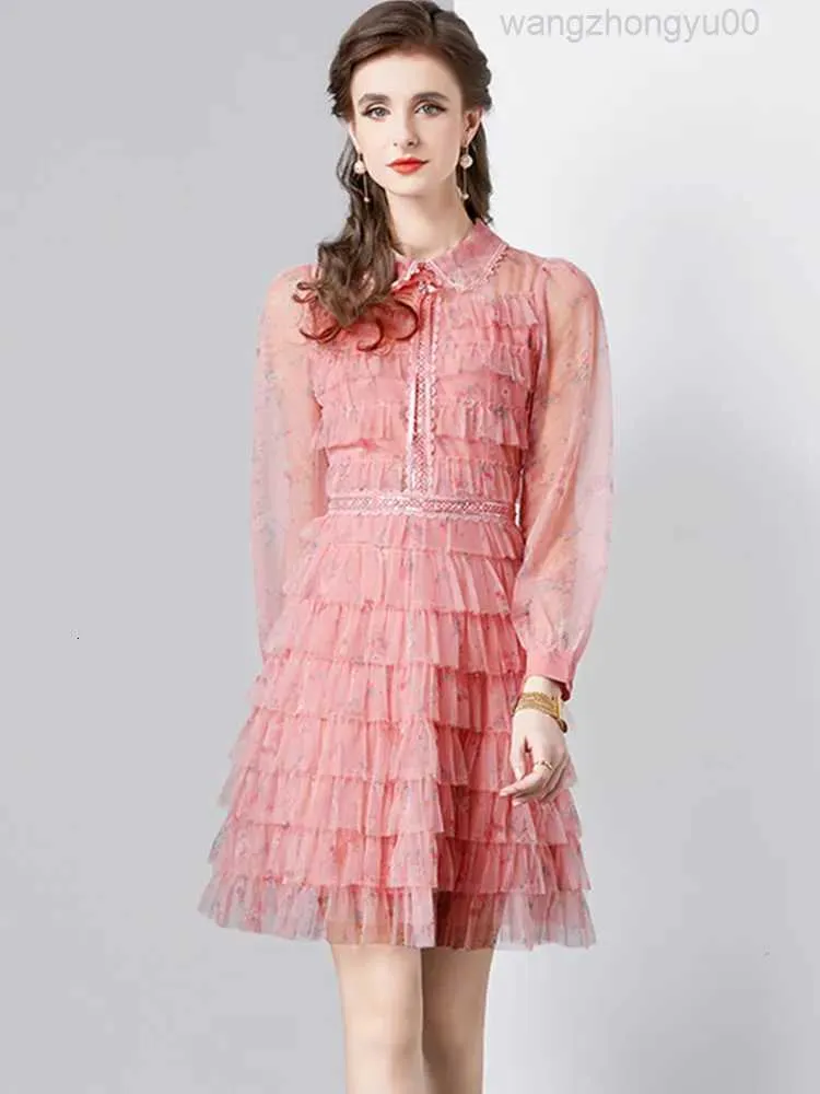 2024 Designer A-Line Dress: Sweet Pink Print, Ruffle Details, Elegant  Lapel, Long Sleeve, High Waist - Womens Casual Fashion Clothing New from  Dhgate Basic & Casual Dresses - price 49.94
