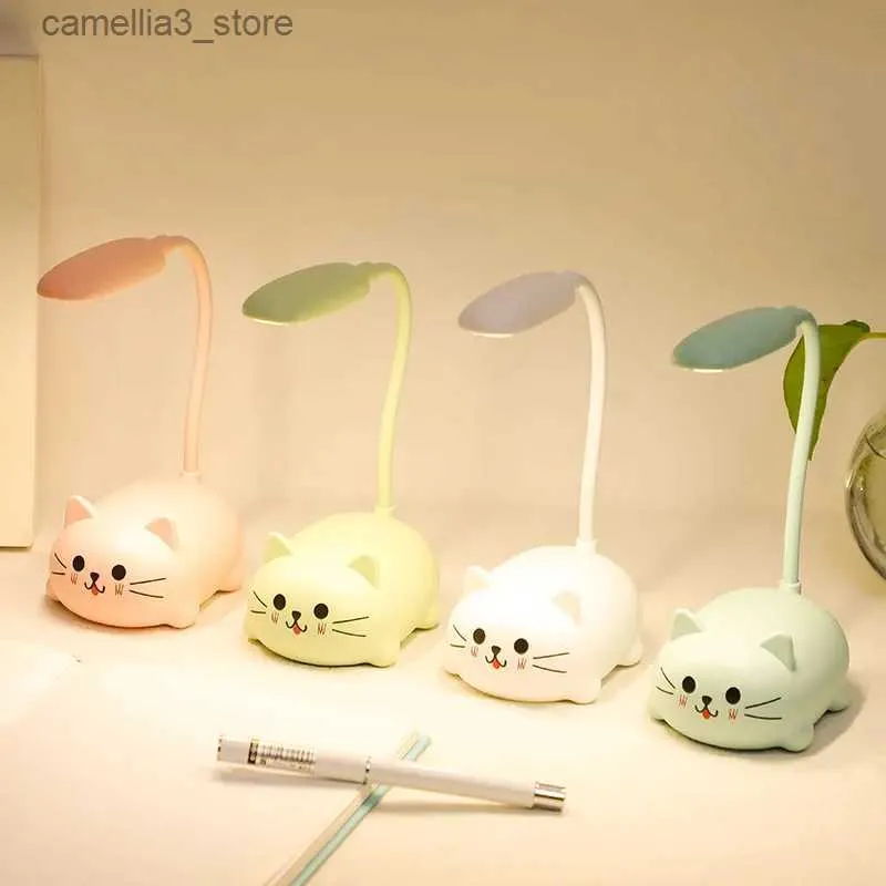 Desk Lamps Cartoon Cute Pet Animal Bear Pig Cat Dog Usb Recharge Battery Led Table Night Light Child Eye Protection Warm White Desk Lamp Q231104