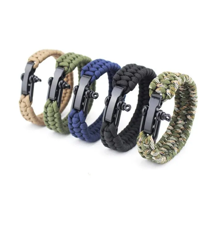 Braccialetti di sopravvivenza Paracord Paracadute Bracciale da campeggio Fibbia in acciaio Fuga Bracciale colore misto Bracciale DHL Fast 6671835