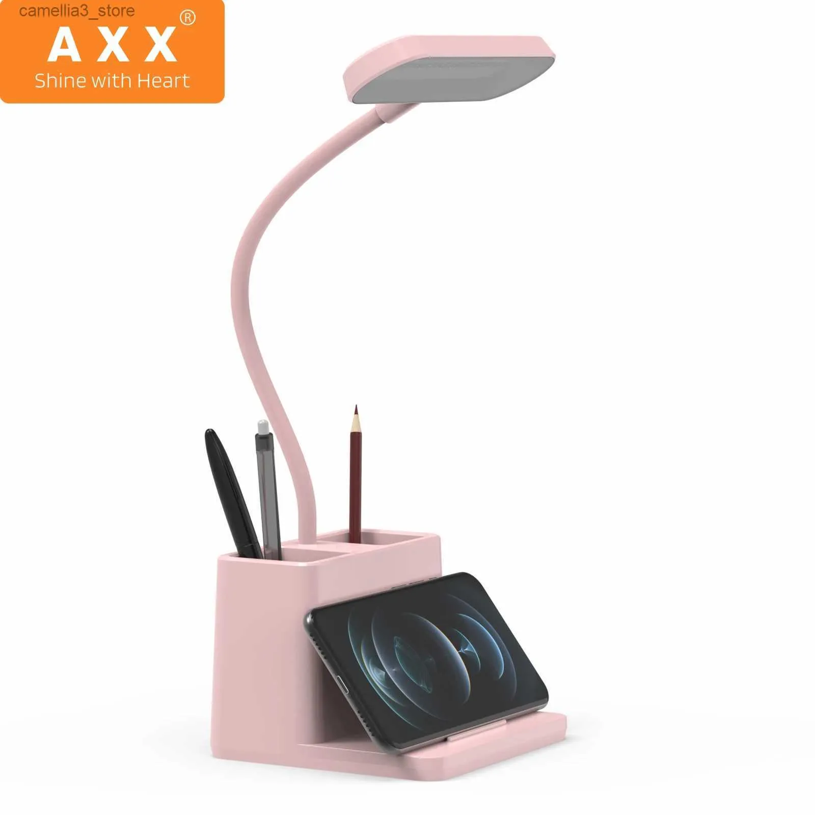 Skrivbordslampor axx skrivbordslampa led dimbara kontorsbordslampor för studierum söt rosa USB laddningsbart batteri litet skrivbord ljus för tonåring flickor q231104
