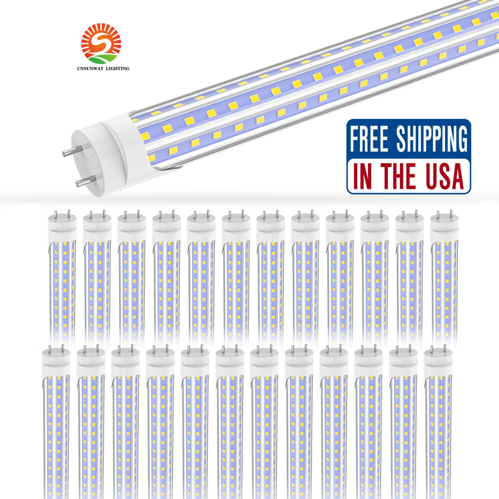 Tubi luminosi a LED da 4 piedi 36W Base G13 a 2 pin Bianco freddo 6000K Copertura trasparente 3600 lumen T8 Ballast Bypass richiesto Illuminazione dual-end T8 CNSUNWAY da 48 pollici