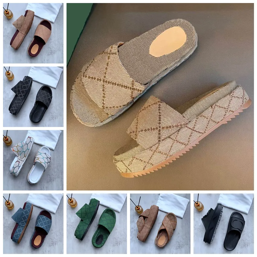 2023 Designer Slippers Women Platform Sandals 60mm Canvas Covered Sliders Girls Landy Summer Slides Rubber Beach Sandal Slipper Mens Fashion Slide Size 35-45