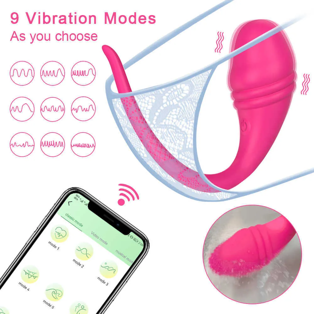 Nowa aplikacja Bluetooth Dildo Vibrator żeński bezprzewodowy pilot pilot wibrujący jajko g plot stymulatora stymulatora sex zabawki dla kobiet majtki 230316