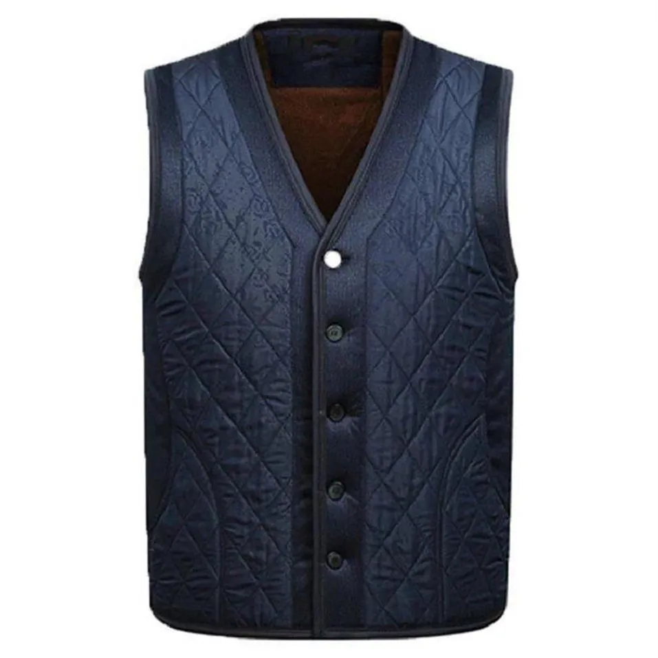 Waidx Gilet Gilet Uomo Senza Maniche Giacca in Pile Uomo Caldo Inverno Spessore Gilet Maschile Vecchi Uomini Allentato Blu Caldo Gilet Chaleco Drops284l