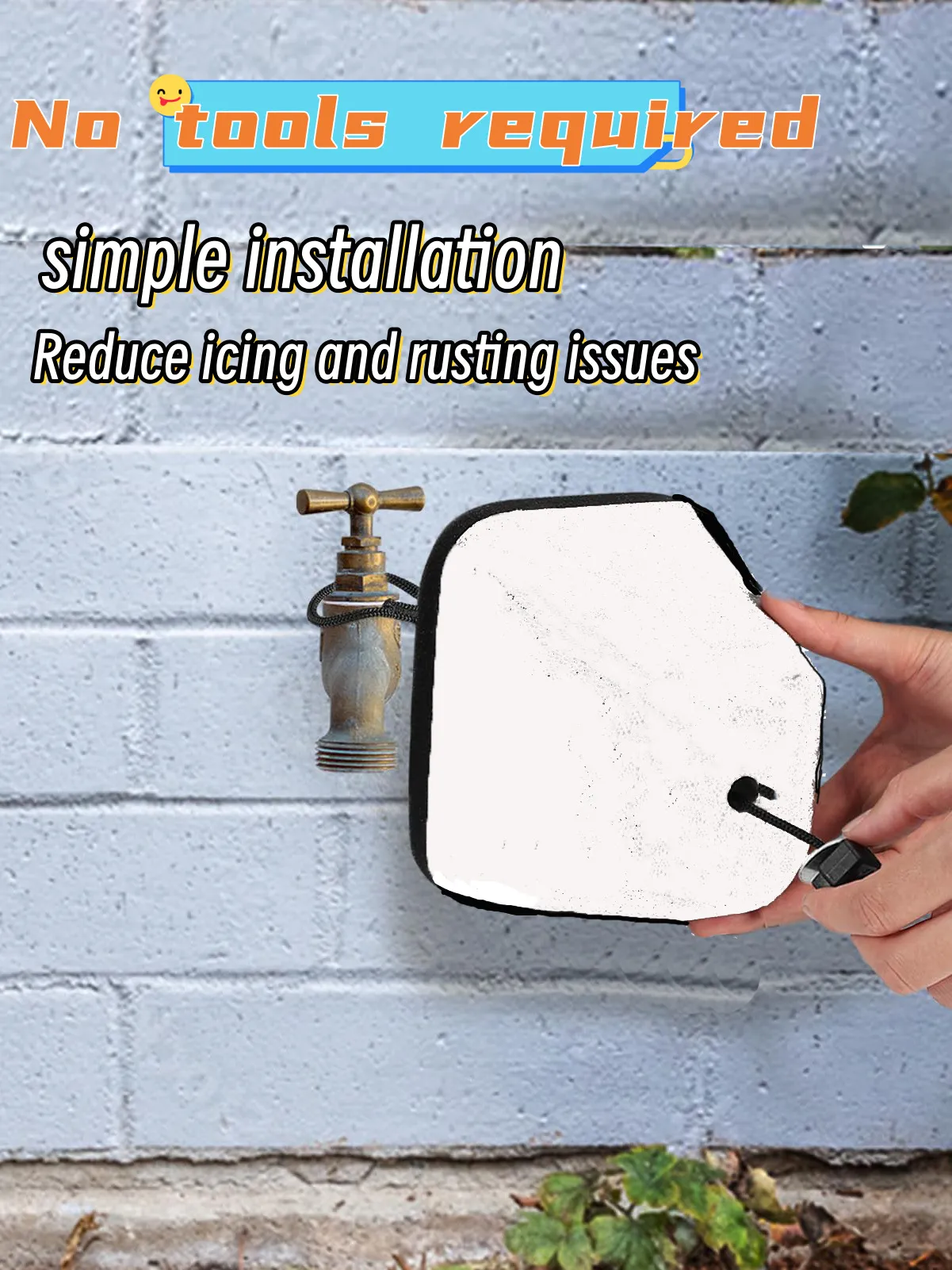 Winter outdoor faucet cover insulated foam self-sealing easy installation fastening ring reusable anti-freeze protection