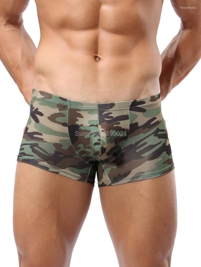Caleçon Hommes Camouflage Boxer U Cut Sous-Vêtements Bikini Boxers Sports Bulge Pouch Trunks Pantalon