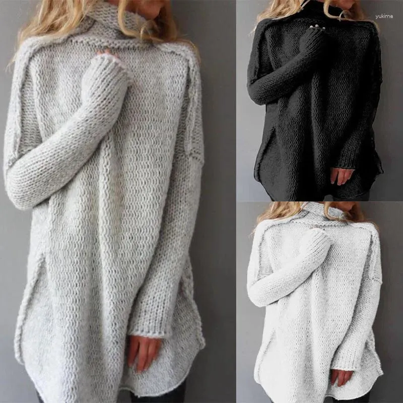 Suéteres femininos gola alta manga comprida solto outono inverno malhas grossas YDMY-0025