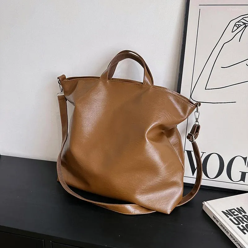 Evening Bags Large Capacity Handbag Quality Soft Leather Messenger For Women Simple Portable Tote Shoulder Bag Ladies Travel Laptop