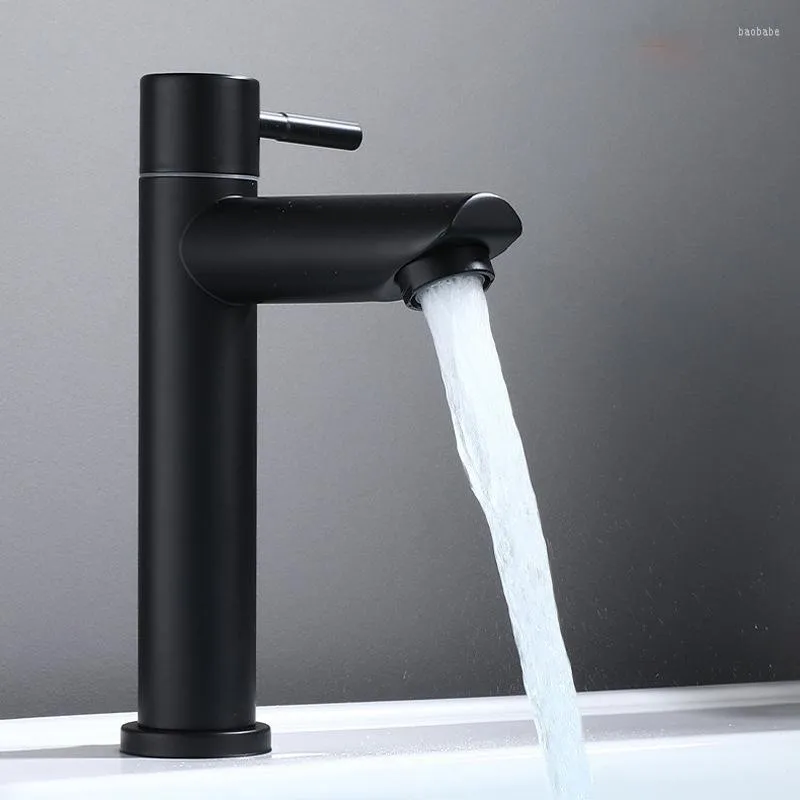 Bathroom Sink Faucets Sus304 Stainless Steel Washbasin Faucet Single Cold Water Tap Toilet Sanitary Ware Black