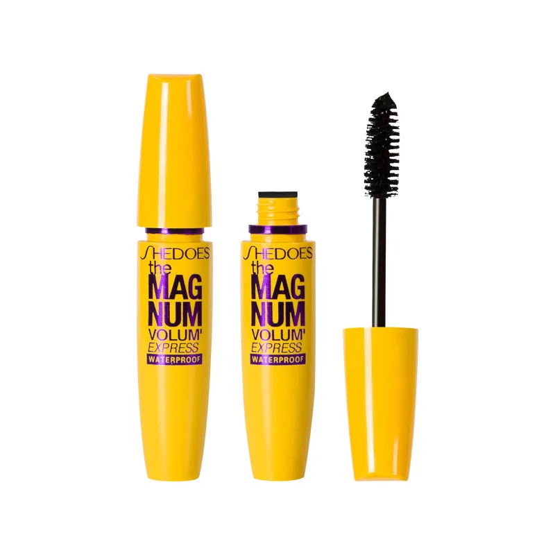 Mascara Waterproof fiber with long curls, thick, natural, long-lasting, and non staining effect "Yellow Fat " eye black