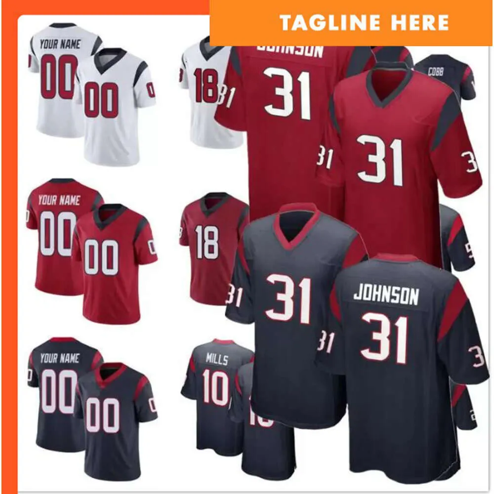 7 C.J. Stroud 51 Will Anderson Jr. 3 Tank Dell 31 Dameon Pierce 24 Derek Stingley Jr. 13 Brandin Cooks 10 Davis Mills 5 Jalen Pitre Men Femme Jerseys de football Jerseys