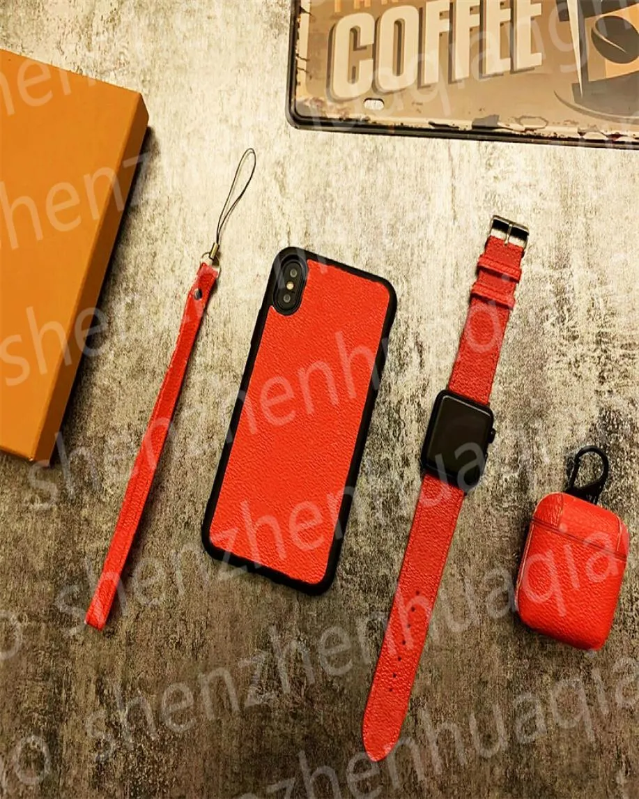Moda 3 pezzi Set Custodie per telefoni Custodia protettiva per auricolari Cinturino per iPhone 14 Pro Max 13 12 MINI 11 X XS XR XSMAX 7 8 SE Designer PU4630612