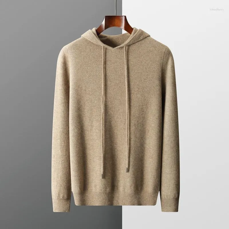 Herrtröjor 897504629 Herr Mvlyflrt ett stycke Ready-to-Wear hoodie merino ull stickad sweatshirt höst vinter casual stor topp